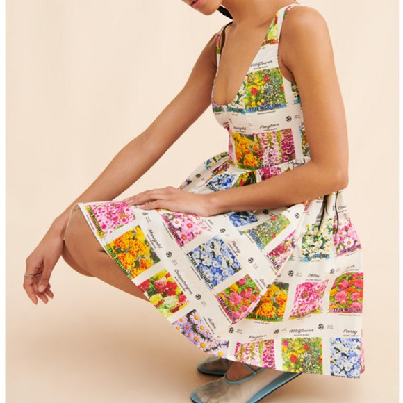 Tyler McGillivary Seed Packet Floral Mini Dress Size Small - Picture 10 of 11